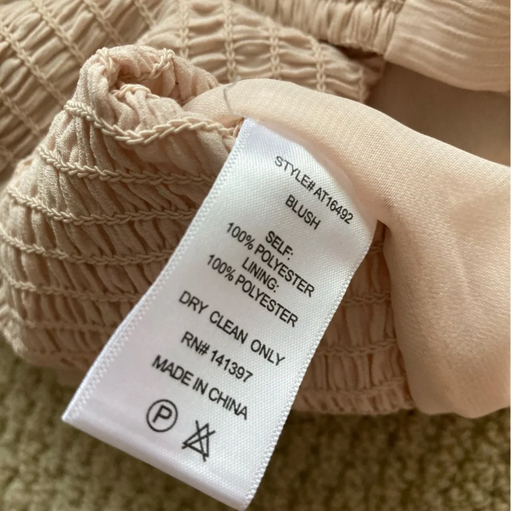 NEW ASTR The Label Puff Long Sleeve Blouse Off Shoulder Blush Sz XL Smocked NWT